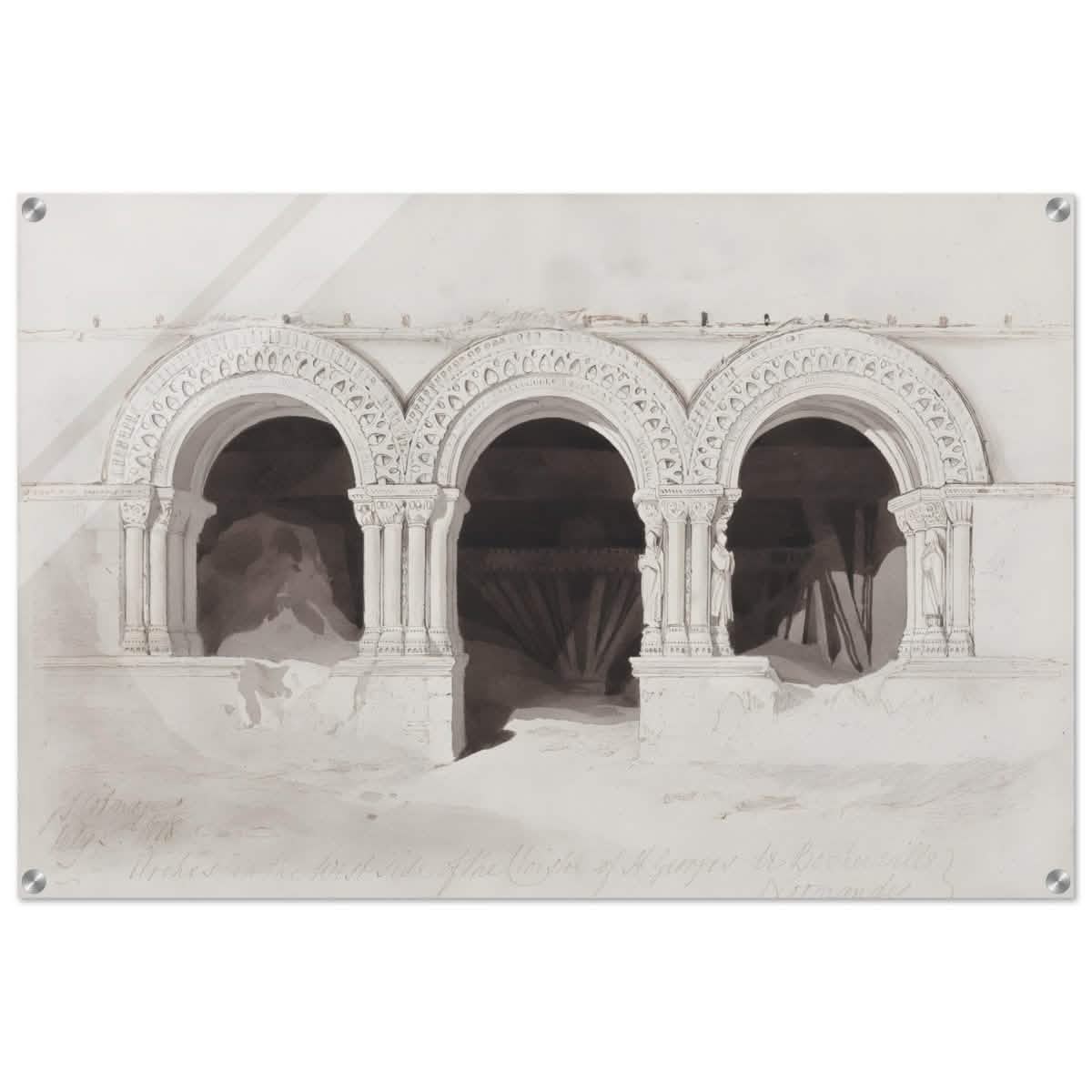 The West Side of the Cloister of St Georges de Boscherville by John Sell Cotman wall Art Print - Acrylic Print - 60x90 cm / 24x36″ - 