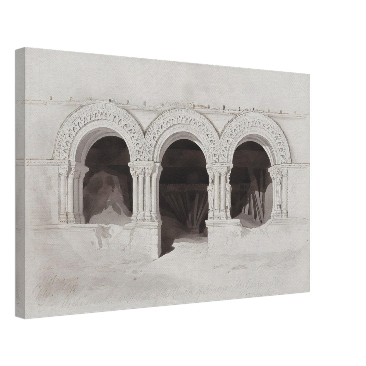 The West Side of the Cloister of St Georges de Boscherville by John Sell Cotman wall Art Print - Canvas - 40x60 cm / 16x24″ - 