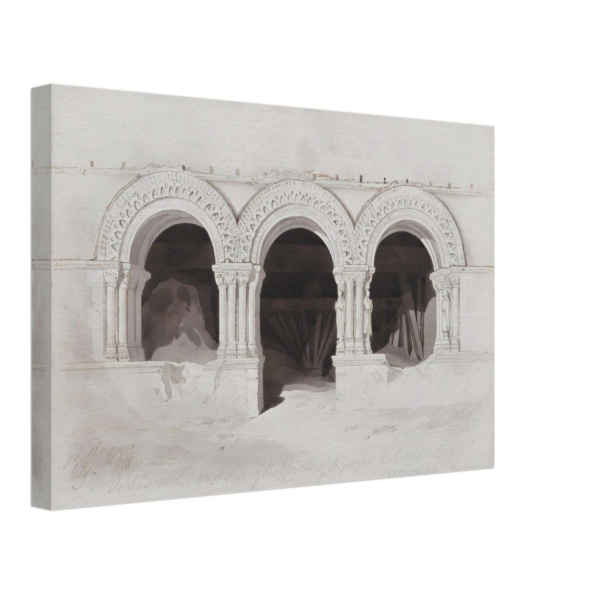 The West Side of the Cloister of St Georges de Boscherville by John Sell Cotman wall Art Print - Canvas - 30x45 cm / 12x18″ - 