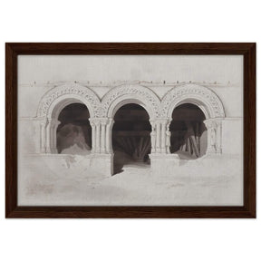 The West Side of the Cloister of St Georges de Boscherville by John Sell Cotman wall Art Print - Framed Canvas - 30x45 cm / 12x18″ - Dark wood frame