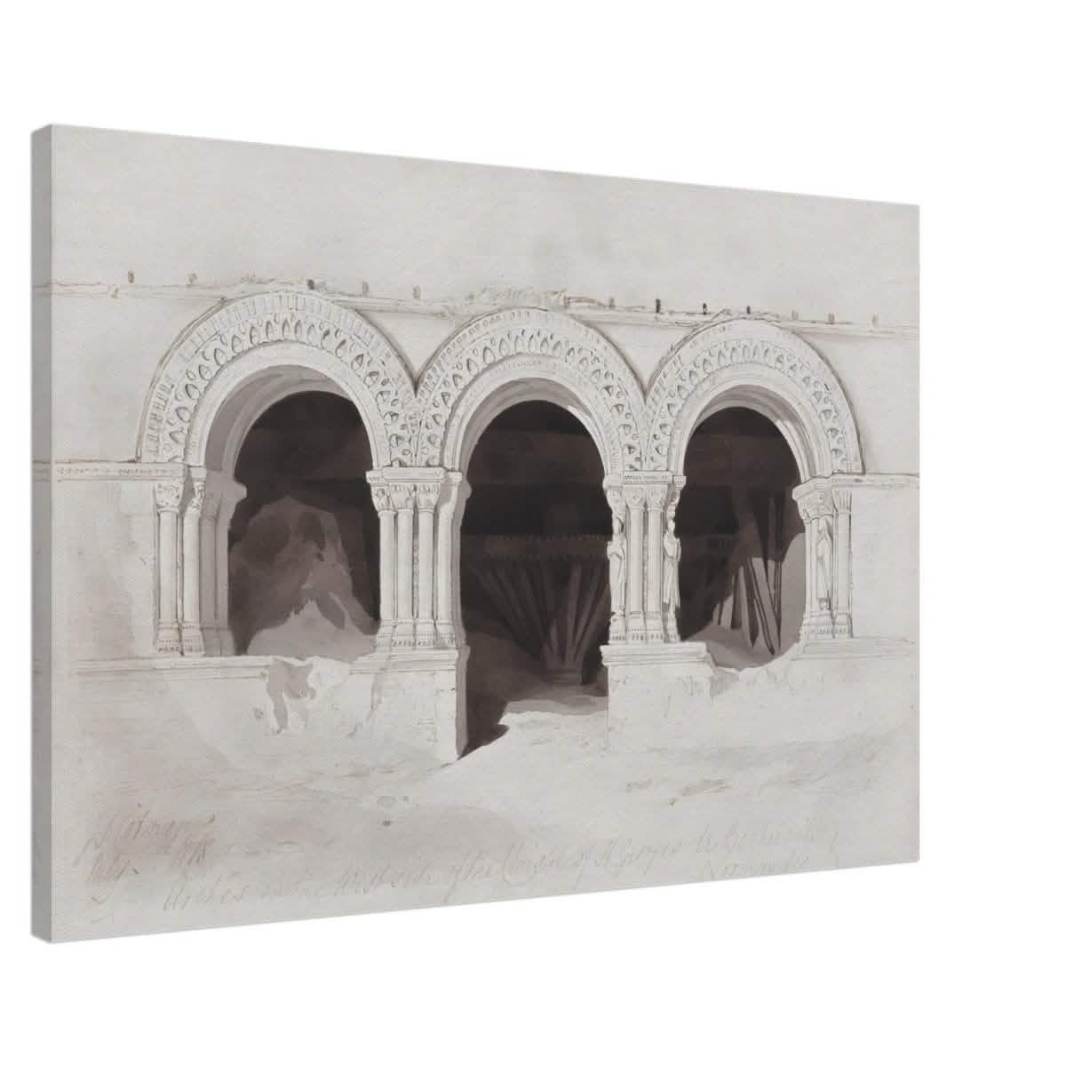 The West Side of the Cloister of St Georges de Boscherville by John Sell Cotman wall Art Print - Canvas - 60x90 cm / 24x36″ - 