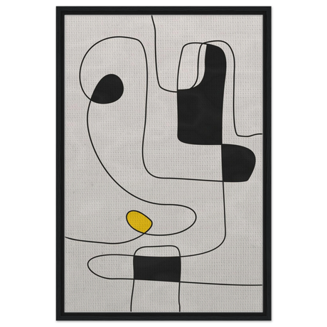 Thread of Thought | Minimalist Abstract Line Art Wall art Print - Framed Canvas - 60x90 cm / 24x36″ - Black frame