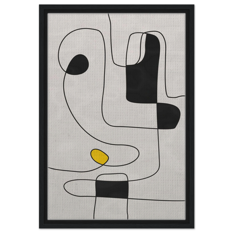 Thread of Thought | Minimalist Abstract Line Art Wall art Print - Framed Canvas - 40x60 cm / 16x24″ - Black frame