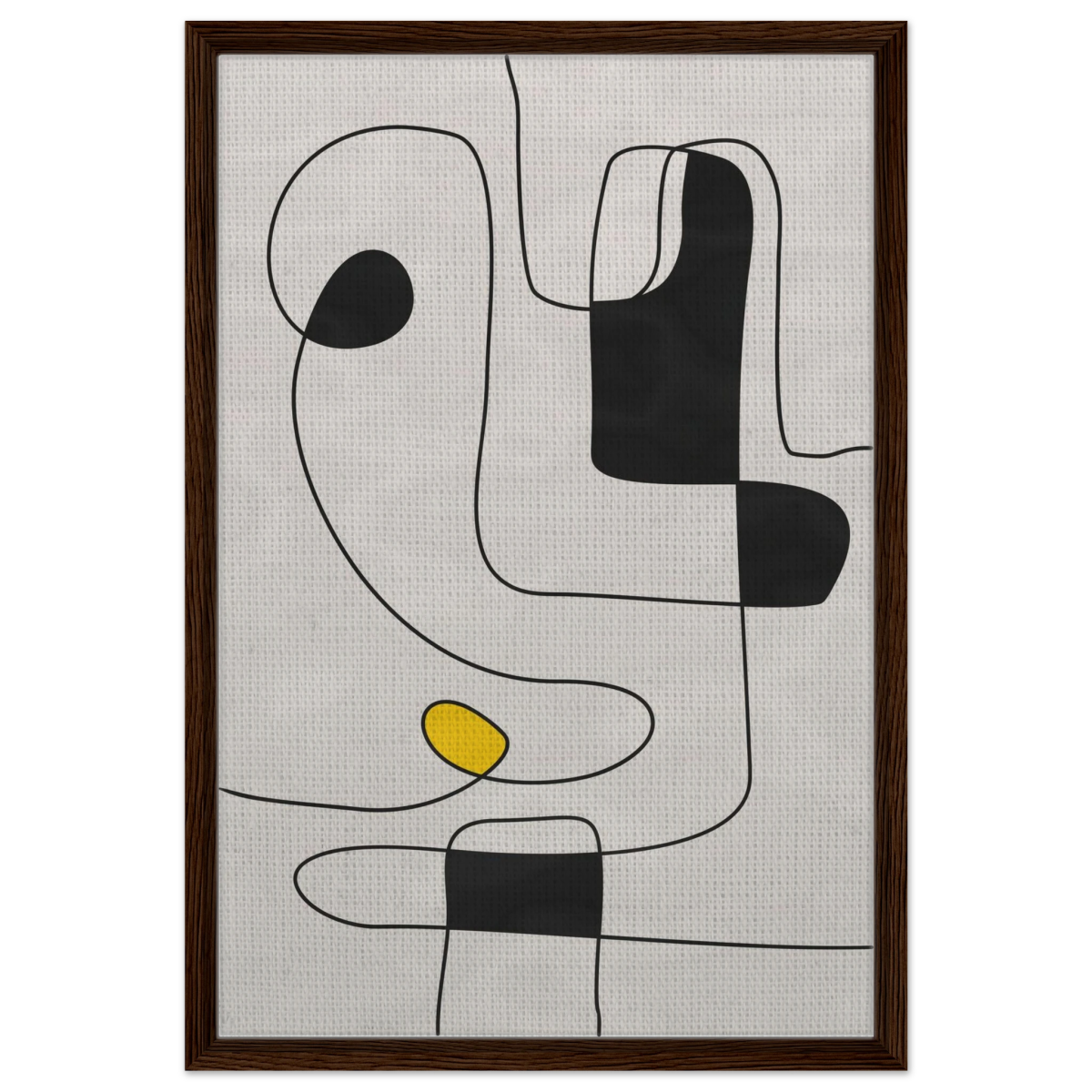 Thread of Thought | Minimalist Abstract Line Art Wall art Print - Framed Canvas - 50x75 cm / 20x30″ - Dark wood frame