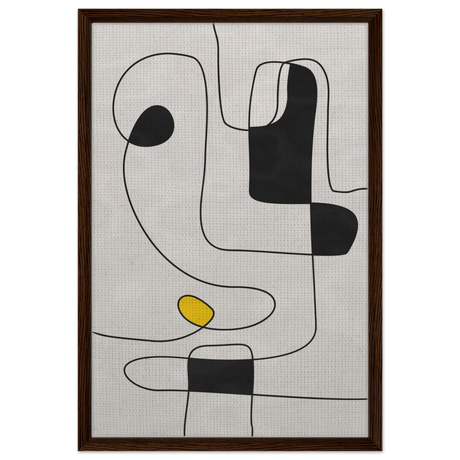 Thread of Thought | Minimalist Abstract Line Art Wall art Print - Framed Canvas - 50x75 cm / 20x30″ - Dark wood frame