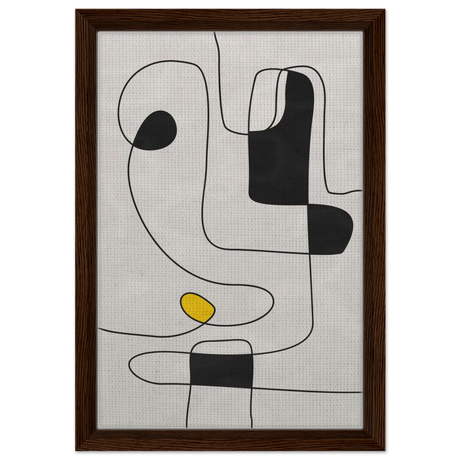 Thread of Thought | Minimalist Abstract Line Art Wall art Print - Framed Canvas - 30x45 cm / 12x18″ - Dark wood frame