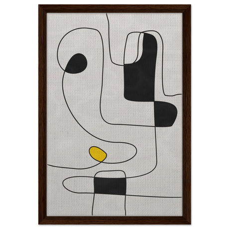Thread of Thought | Minimalist Abstract Line Art Wall art Print - Framed Canvas - 40x60 cm / 16x24″ - Dark wood frame