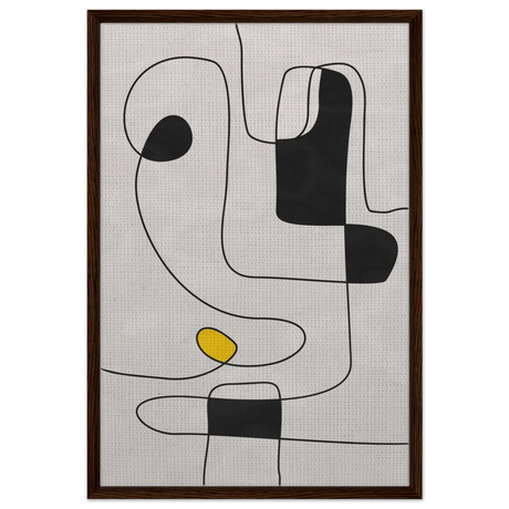 Thread of Thought | Minimalist Abstract Line Art Wall art Print - Framed Canvas - 60x90 cm / 24x36″ - Dark wood frame