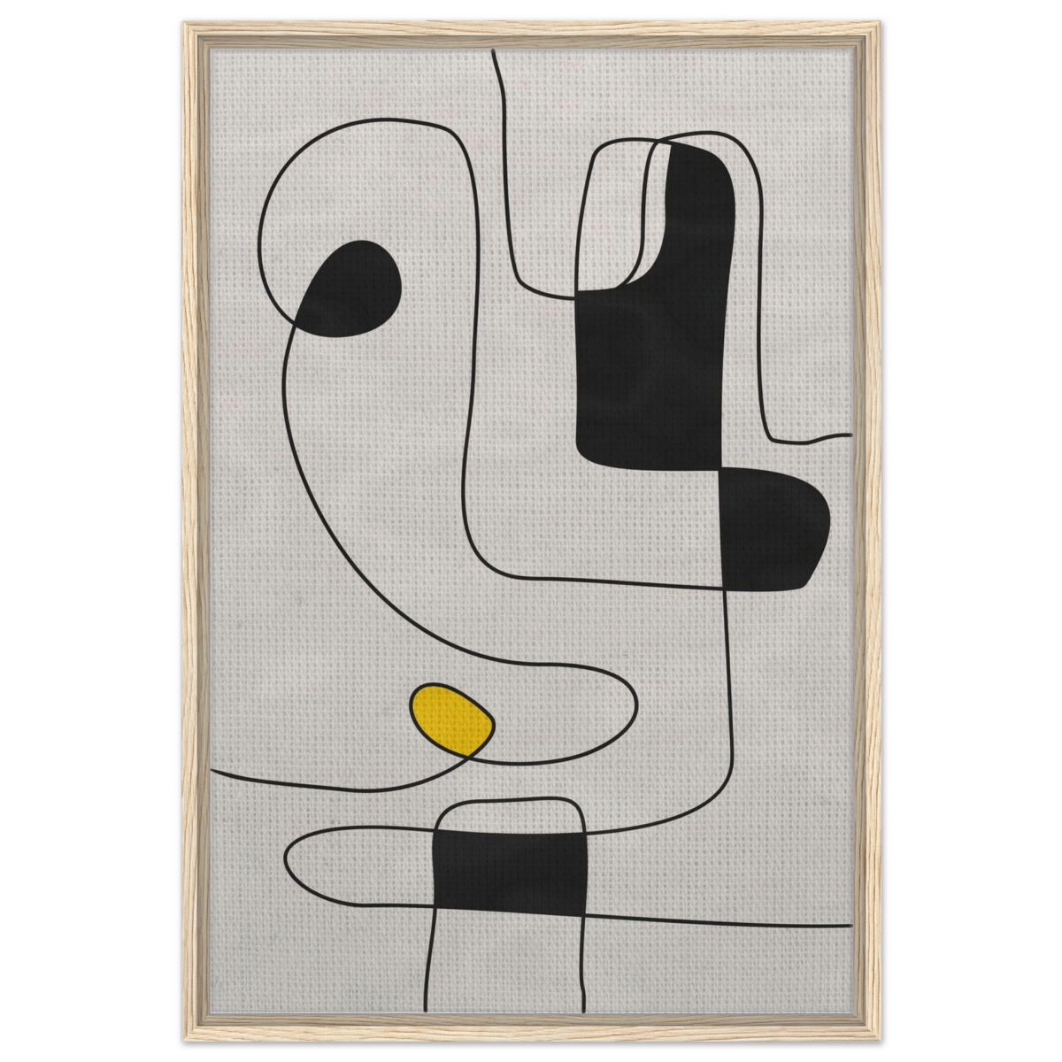 Thread of Thought | Minimalist Abstract Line Art Wall art Print - Framed Canvas - 60x90 cm / 24x36″ - Wood frame