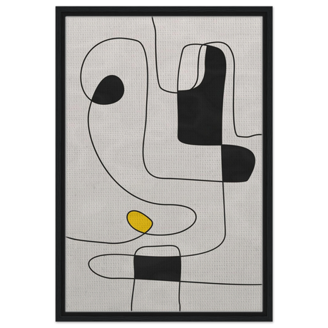 Thread of Thought | Minimalist Abstract Line Art Wall art Print - Framed Canvas - 50x75 cm / 20x30″ - Black frame