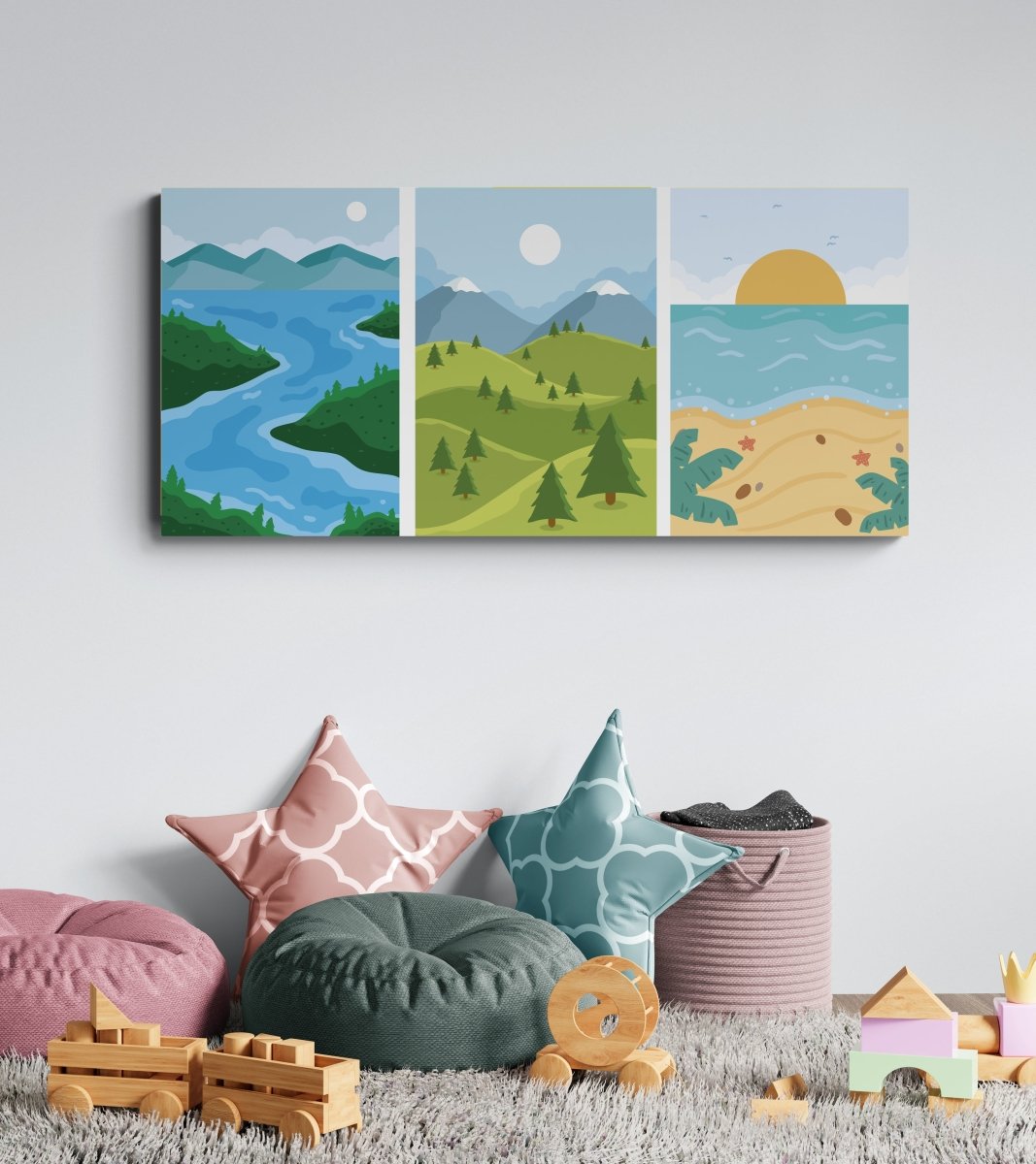 Three Elements of Peace | Kids's Room | Bedroom Trio Set | Wall Art Print - Canvas - 30X45 CM / 12X18″ - 