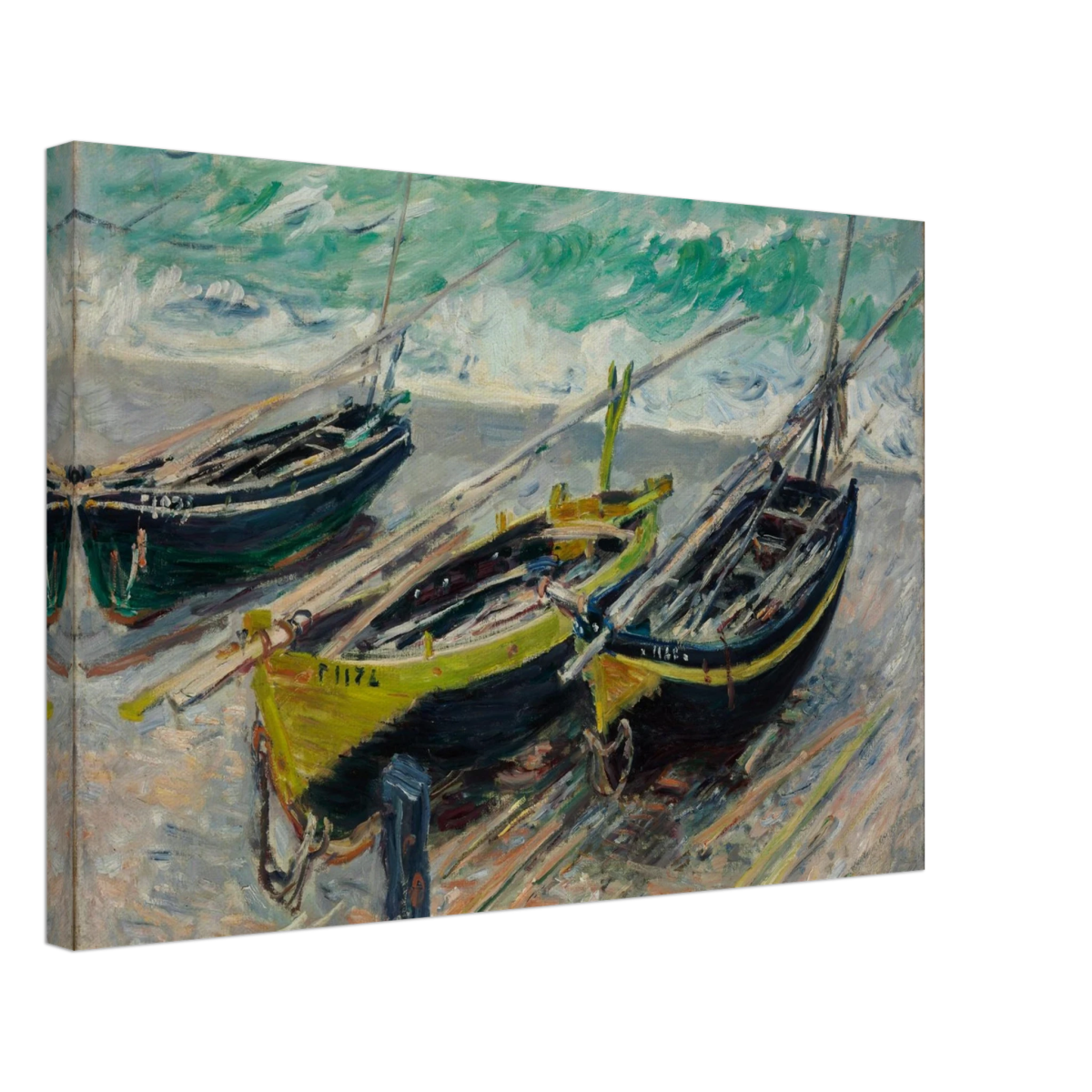 Three Fishing Boats (1886) – Claude Monet Wall Art Print - Canvas - 40x60 cm / 16x24″ - 