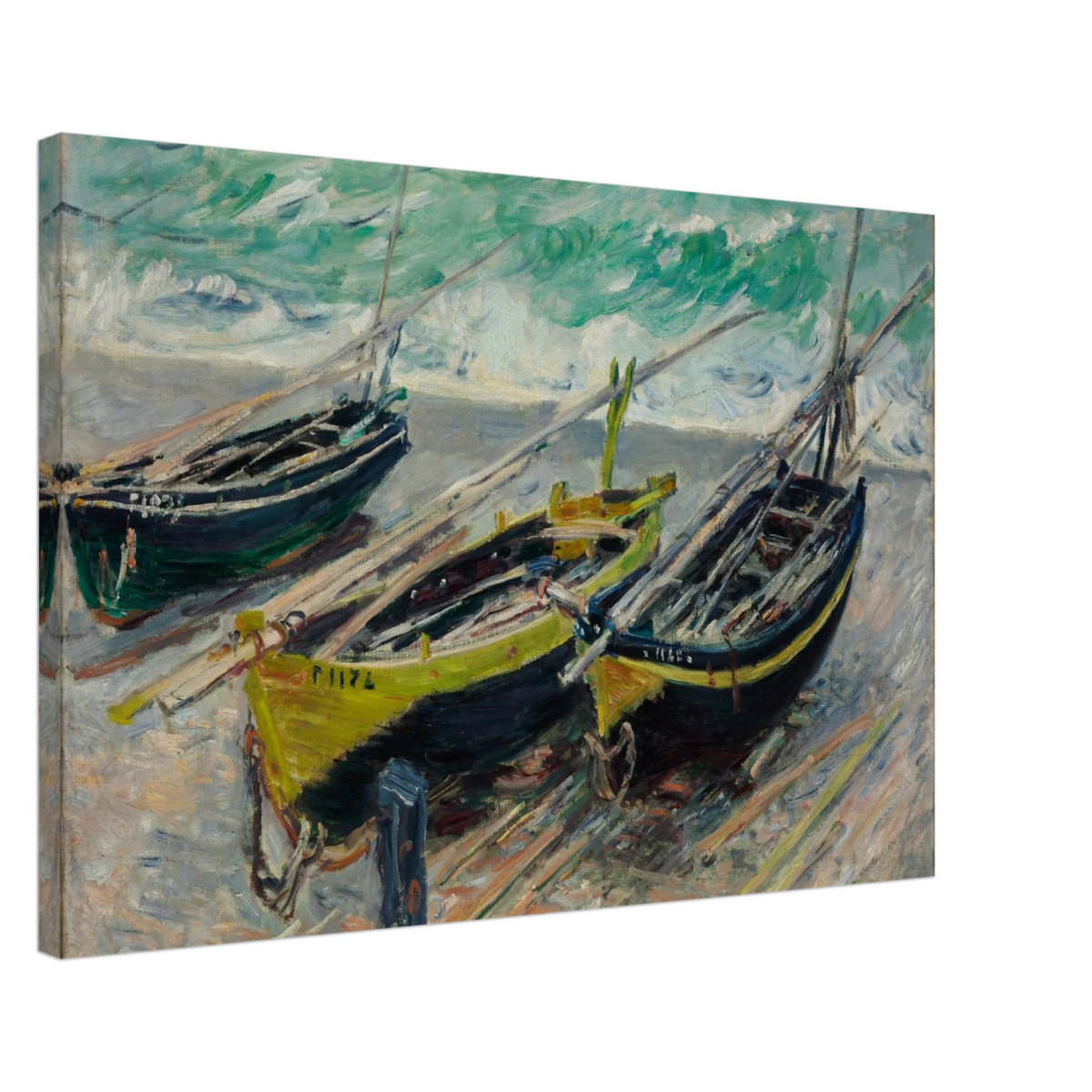 Three Fishing Boats (1886) – Claude Monet Wall Art Print - Canvas - 50x75 cm / 20x30″ - 