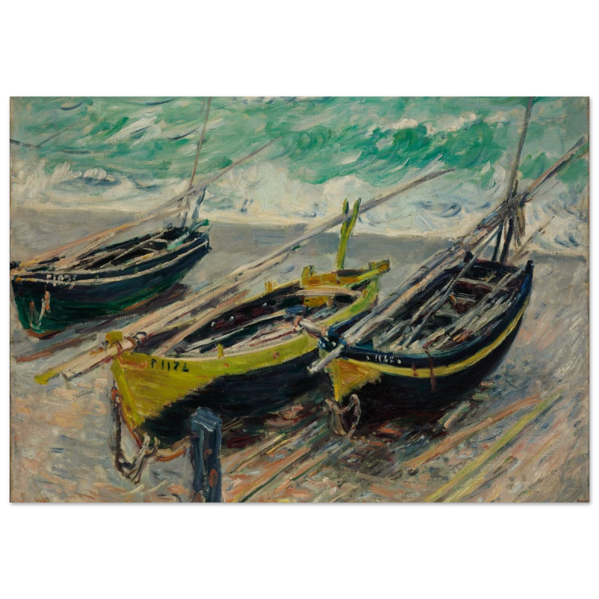 Three Fishing Boats (1886) – Claude Monet Wall Art Print - Wood Prints - 70x100 cm / 28x40″ - 