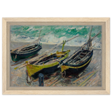 Three Fishing Boats (1886) – Claude Monet Wall Art Print - Framed Canvas - 20x30 cm / 8x12″ - Wood frame