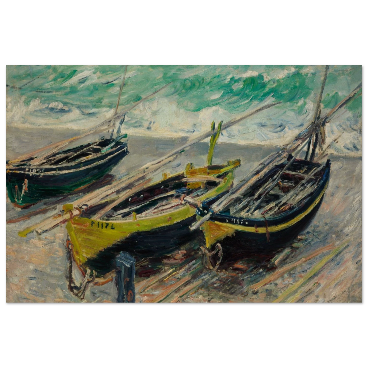Three Fishing Boats (1886) – Claude Monet Wall Art Print - Wood Prints - 20x30 cm / 8x12″ - 