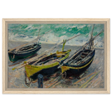 Three Fishing Boats (1886) – Claude Monet Wall Art Print - Framed Canvas - 30x45 cm / 12x18″ - Wood frame