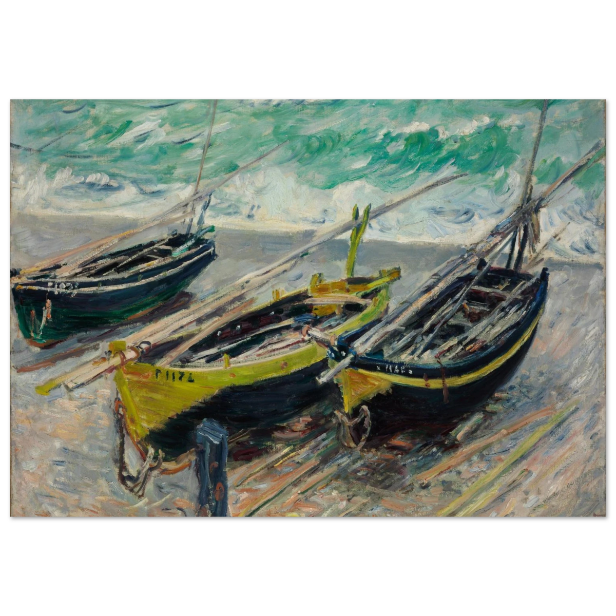 Three Fishing Boats (1886) – Claude Monet Wall Art Print - Fine Art Poster - 70x100 cm / 28x40″ - 