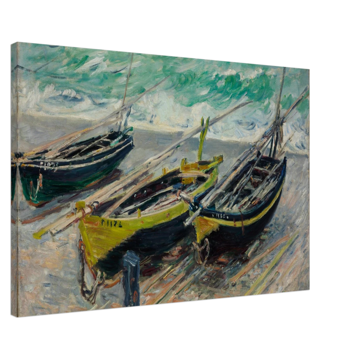 Three Fishing Boats (1886) – Claude Monet Wall Art Print - Canvas - 60x90 cm / 24x36″ - 