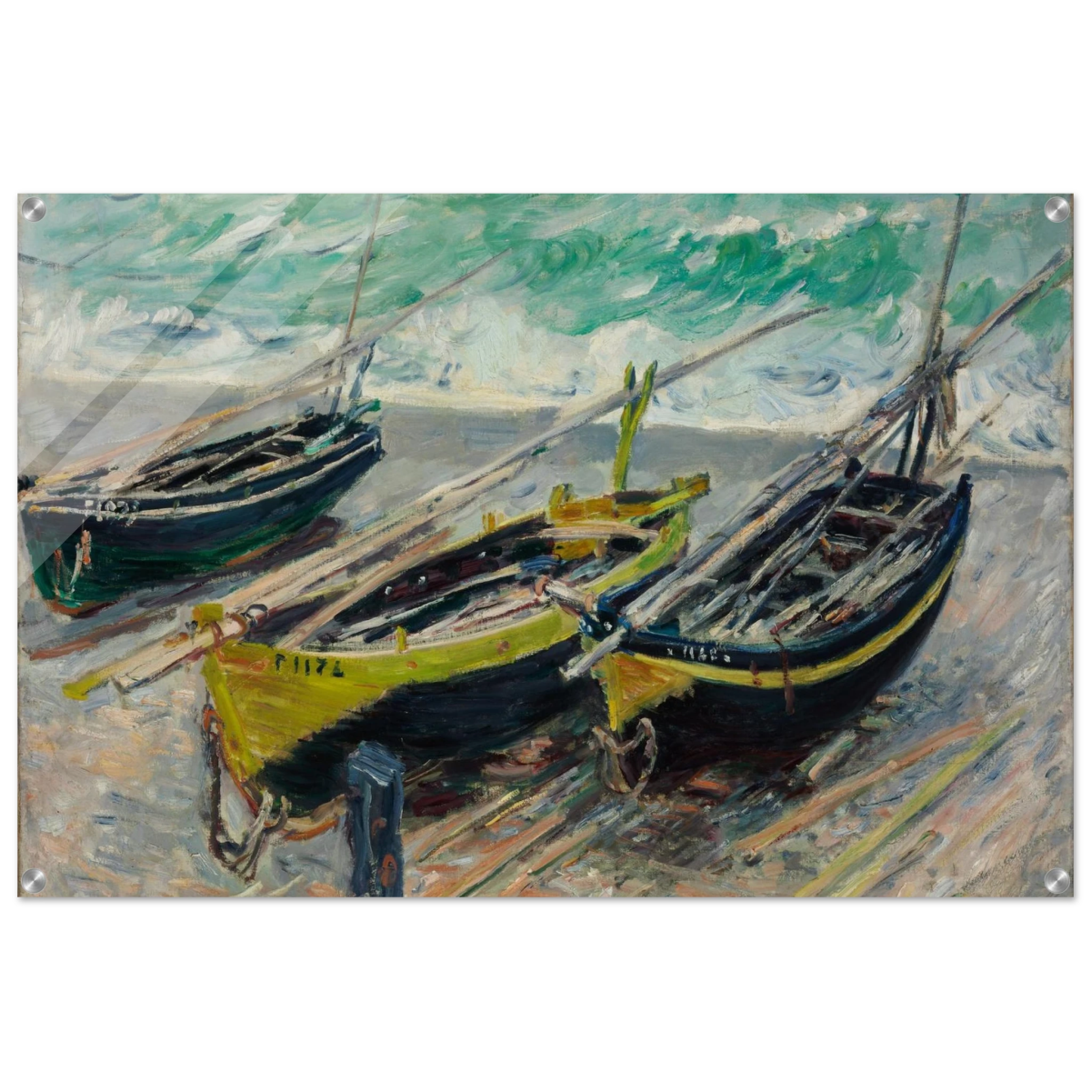 Three Fishing Boats (1886) – Claude Monet Wall Art Print - Acrylic Print - 60x90 cm / 24x36″ - 