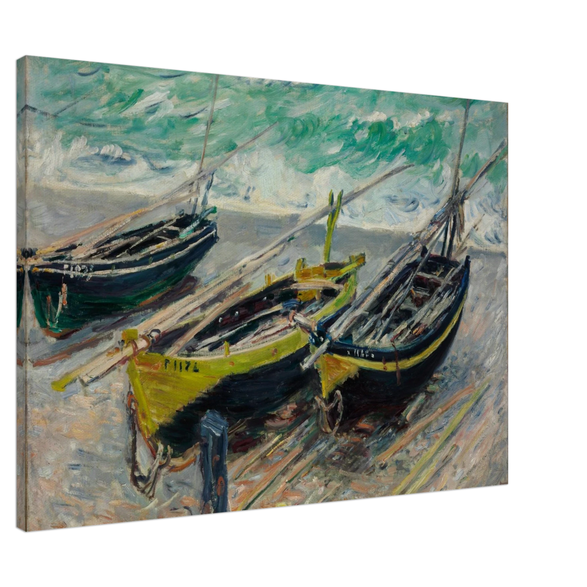 Three Fishing Boats (1886) – Claude Monet Wall Art Print - Canvas - 70x100 cm / 28x40″ - 