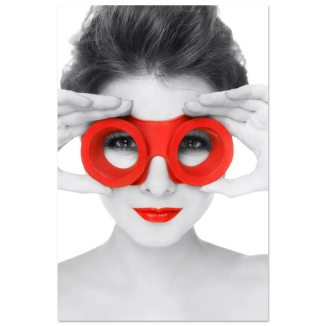Through Crimson Eyes"– Monochrome Glamour Pop | Wall Art Print - Fine Art Poster - 60x90 cm / 24x36″ - 
