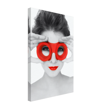 Through Crimson Eyes"– Monochrome Glamour Pop | Wall Art Print - Canvas - 30x45 cm / 12x18″ - 