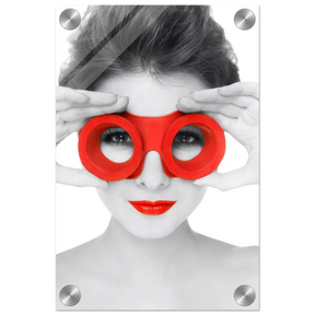 Through Crimson Eyes"– Monochrome Glamour Pop | Wall Art Print - Acrylic Print - 20x30 cm / 8x12″ - 