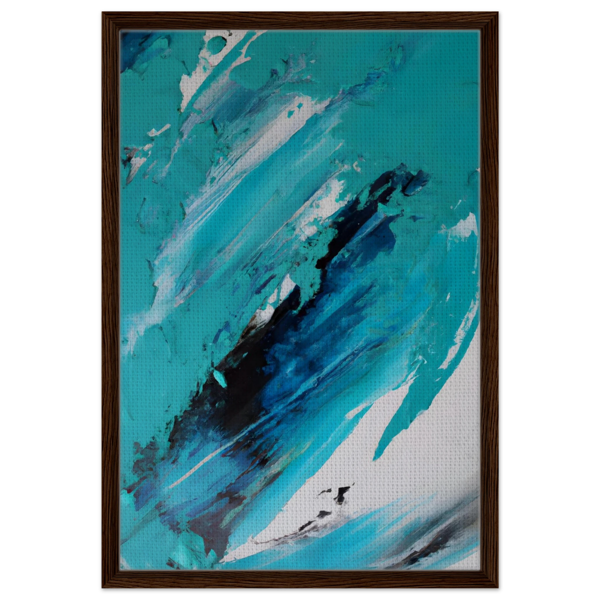 Tides of Serenity | Contemporary Abstract seascape Wall art print - Framed Canvas - 50x75 cm / 20x30″ - Dark wood frame