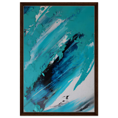 Tides of Serenity | Contemporary Abstract seascape Wall art print - Framed Canvas - 50x75 cm / 20x30″ - Dark wood frame