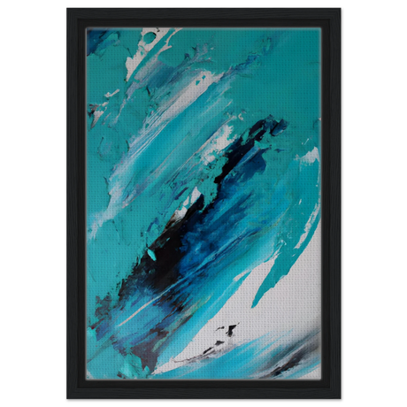 Tides of Serenity | Contemporary Abstract seascape Wall art print - Framed Canvas - 30x45 cm / 12x18″ - Black frame