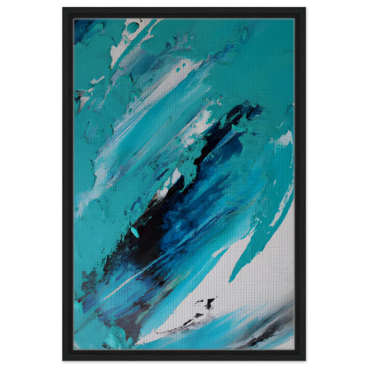 Tides of Serenity | Contemporary Abstract seascape Wall art print - Framed Canvas - 50x75 cm / 20x30″ - Black frame