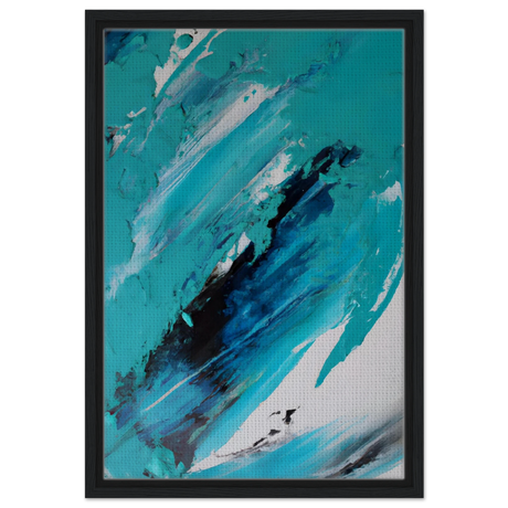Tides of Serenity | Contemporary Abstract seascape Wall art print - Framed Canvas - 40x60 cm / 16x24″ - Black frame
