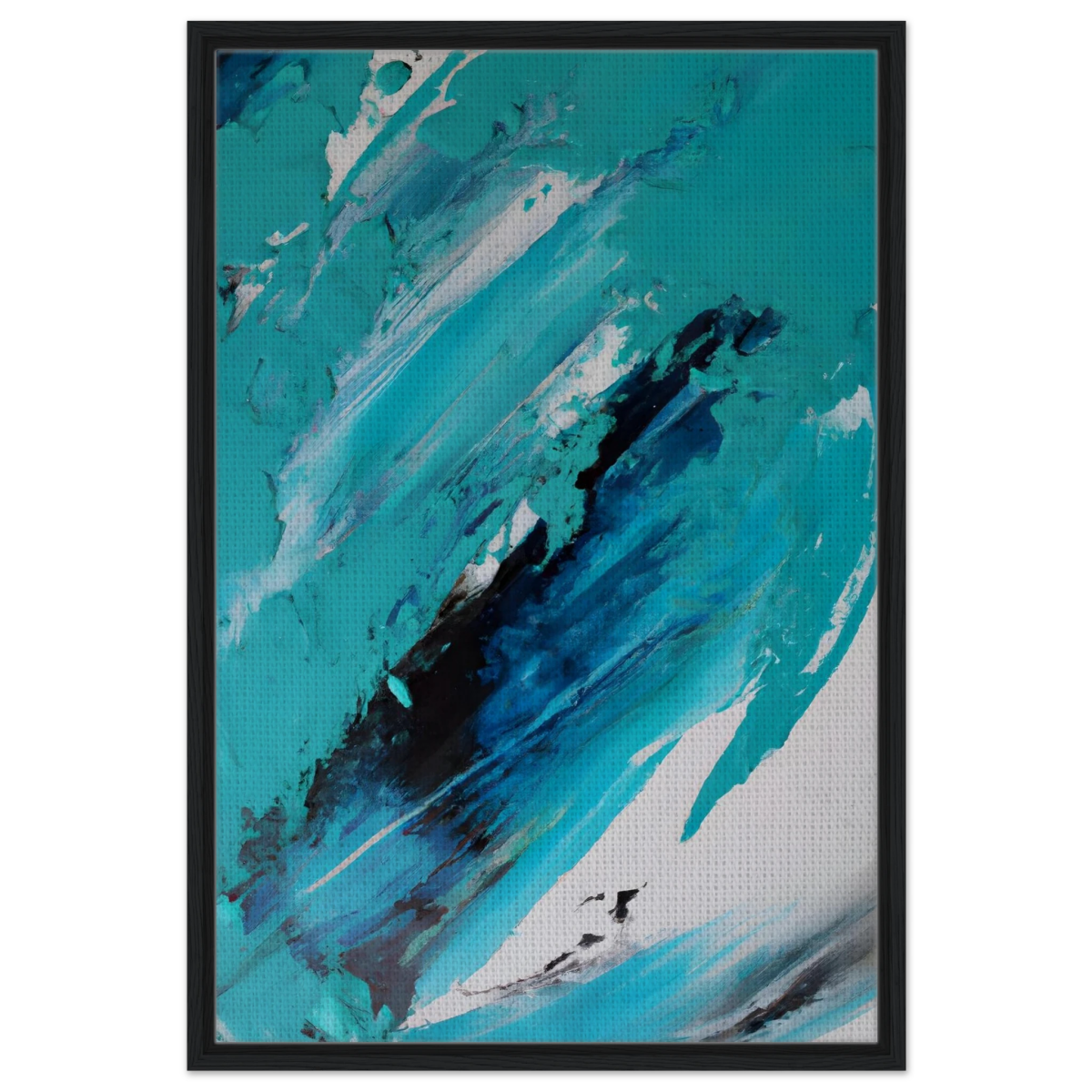 Tides of Serenity | Contemporary Abstract seascape Wall art print - Framed Canvas - 60x90 cm / 24x36″ - Black frame