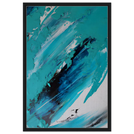 Tides of Serenity | Contemporary Abstract seascape Wall art print - Framed Canvas - 60x90 cm / 24x36″ - Black frame