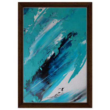 Tides of Serenity | Contemporary Abstract seascape Wall art print - Framed Canvas - 30x45 cm / 12x18″ - Dark wood frame