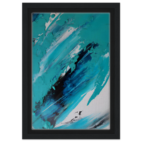 Tides of Serenity | Contemporary Abstract seascape Wall art print - Framed Canvas - 20x30 cm / 8x12″ - Black frame