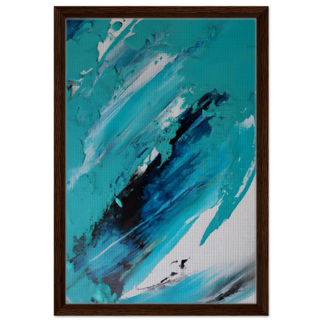 Tides of Serenity | Contemporary Abstract seascape Wall art print - Framed Canvas - 40x60 cm / 16x24″ - Dark wood frame