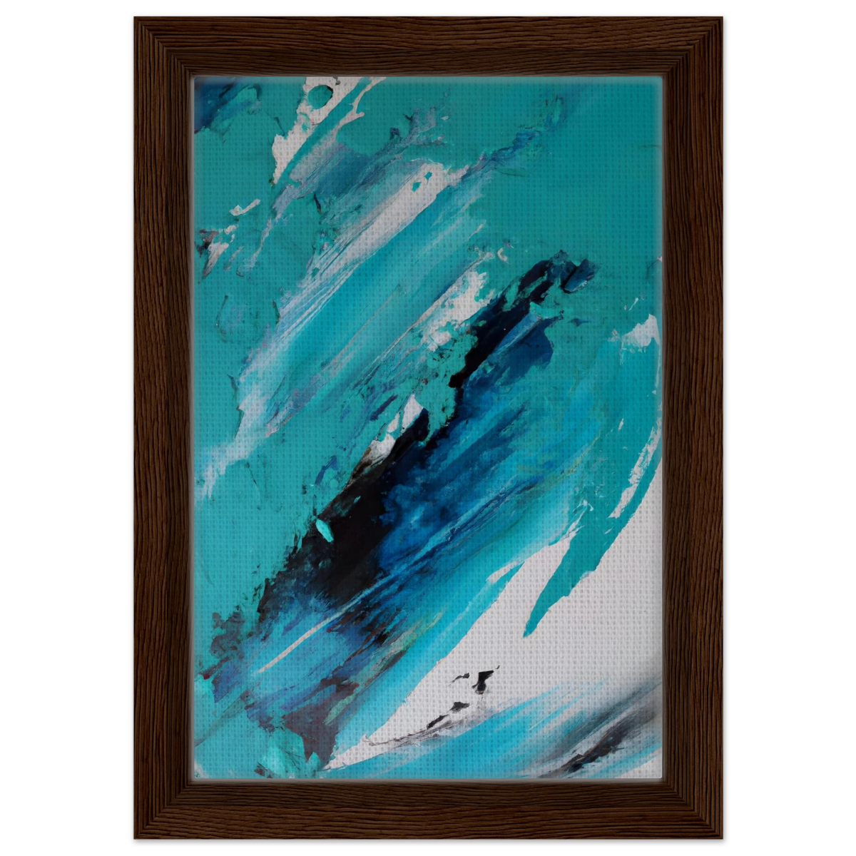 Tides of Serenity | Contemporary Abstract seascape Wall art print - Framed Canvas - 20x30 cm / 8x12″ - Dark wood frame