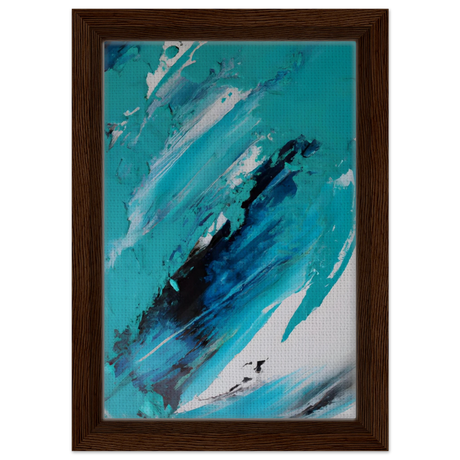 Tides of Serenity | Contemporary Abstract seascape Wall art print - Framed Canvas - 20x30 cm / 8x12″ - Dark wood frame