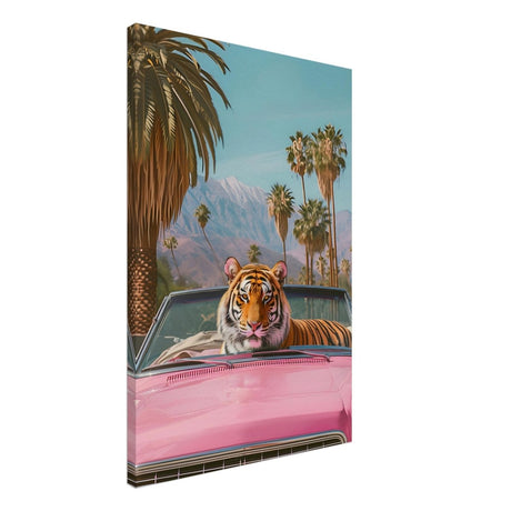 Tiger’s Ride: A Tropical Adventure | Pop Art Surrealism - Canvas - 50x75 cm / 20x30″ - 