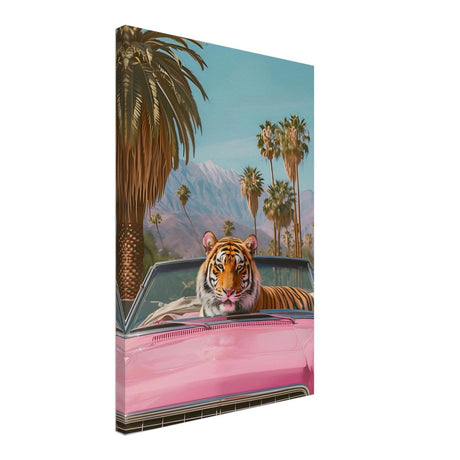 Tiger’s Ride: A Tropical Adventure | Pop Art Surrealism - Canvas - 40x60 cm / 16x24″ - 
