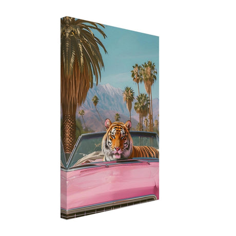 Tiger’s Ride: A Tropical Adventure | Pop Art Surrealism - Canvas - 30x45 cm / 12x18″ - 