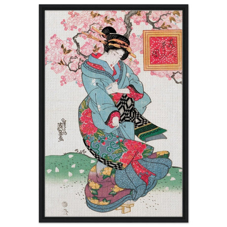 Timeless Kimono Beauty | Geisha - Inspired Fine Art | Japanese Heritage wall art print - Framed Canvas - 60x90 cm / 24x36″ - Black frame