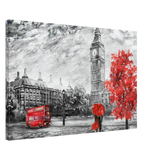 Timeless London | Red Accents in a Monochrome World | Wall Art Print - Canvas - 30x45 cm / 12x18″ - 