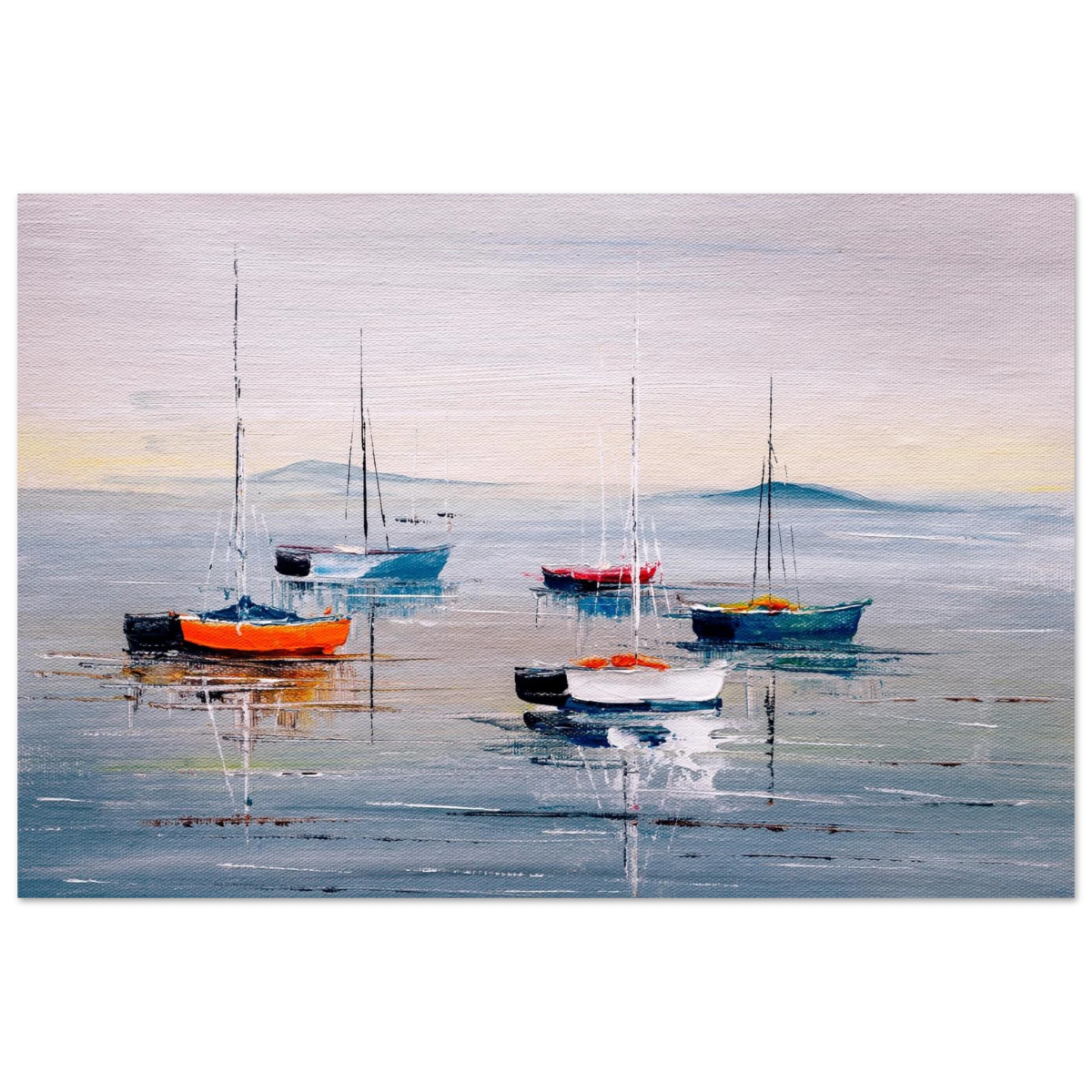 Tranquil Harbour – Sailing Boats at Rest Nautical Wall Art Print - Fine Art Poster - 40x60 cm / 16x24″ - 