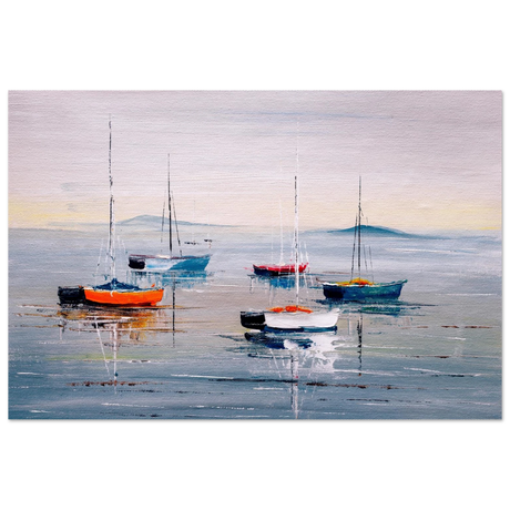 Tranquil Harbour – Sailing Boats at Rest Nautical Wall Art Print - Fine Art Poster - 40x60 cm / 16x24″ - 