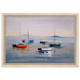 Tranquil Harbour – Sailing Boats at Rest Nautical Wall Art Print - Framed Canvas - 30x45 cm / 12x18″ - Wood frame