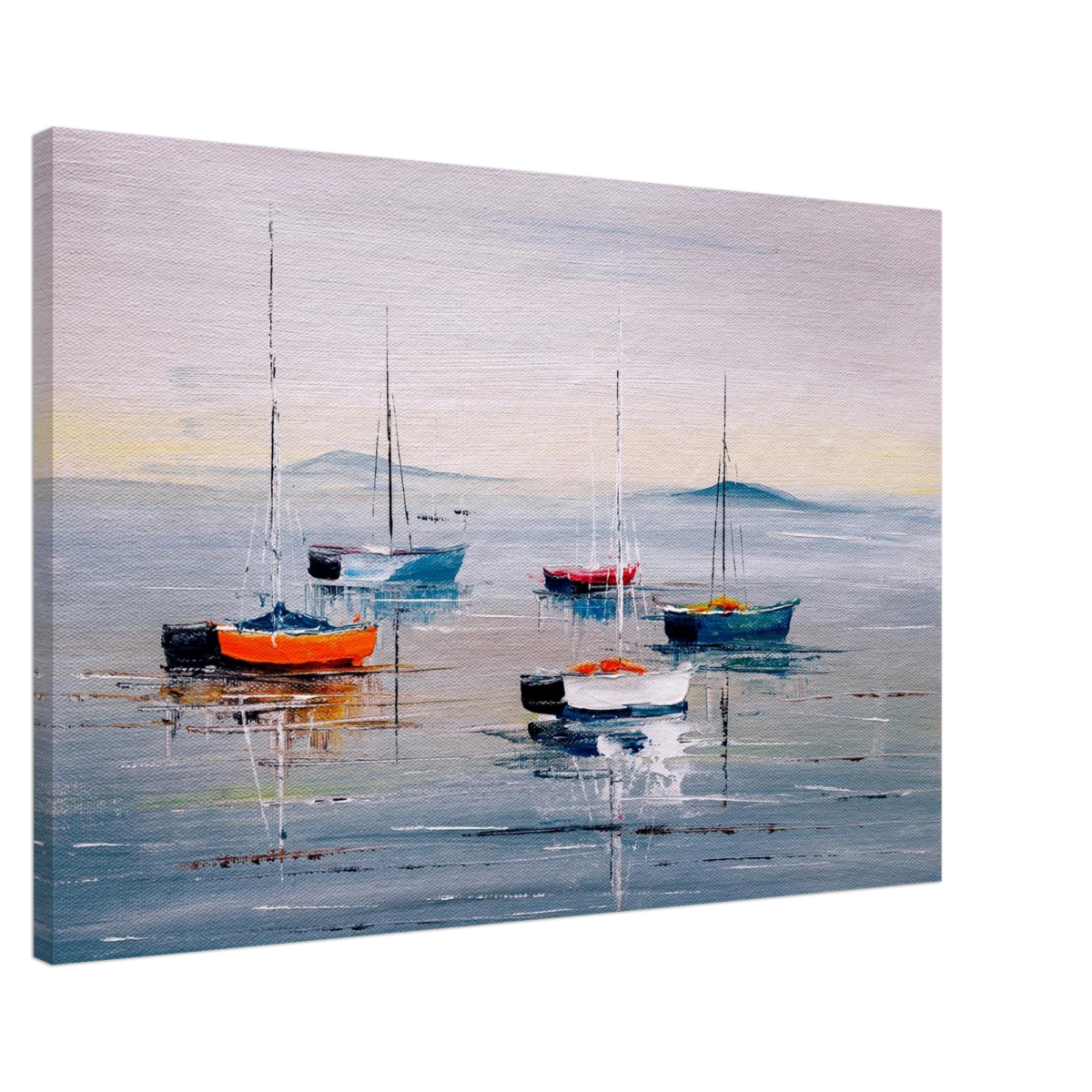 Tranquil Harbour – Sailing Boats at Rest Nautical Wall Art Print - Canvas - 60x90 cm / 24x36″ - 