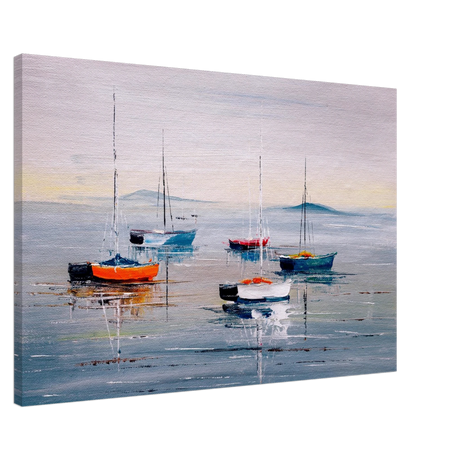 Tranquil Harbour – Sailing Boats at Rest Nautical Wall Art Print - Canvas - 60x90 cm / 24x36″ - 